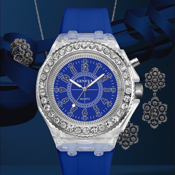 Accessories - NWT Rhinestone Quartz Watch with Colored LED’s